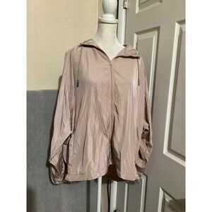 SOIA & KYO Jacket Womens L/XL Tan Hooded Lightweight Windbreaker Zip
